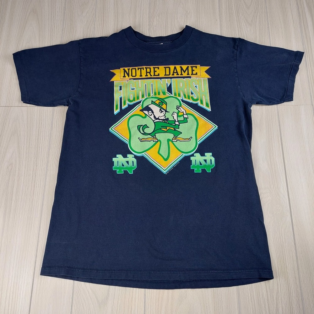 Champion Notre Dame Fighting Irish Men XL Navy Blue 1989 Vintage Graphic T-Shirt